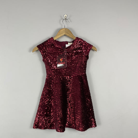Vestido Infantil Vinho Paetê Zara Girls